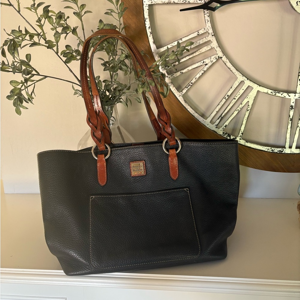 Dooney & Bourke Black and Brown Leather Tote Bag